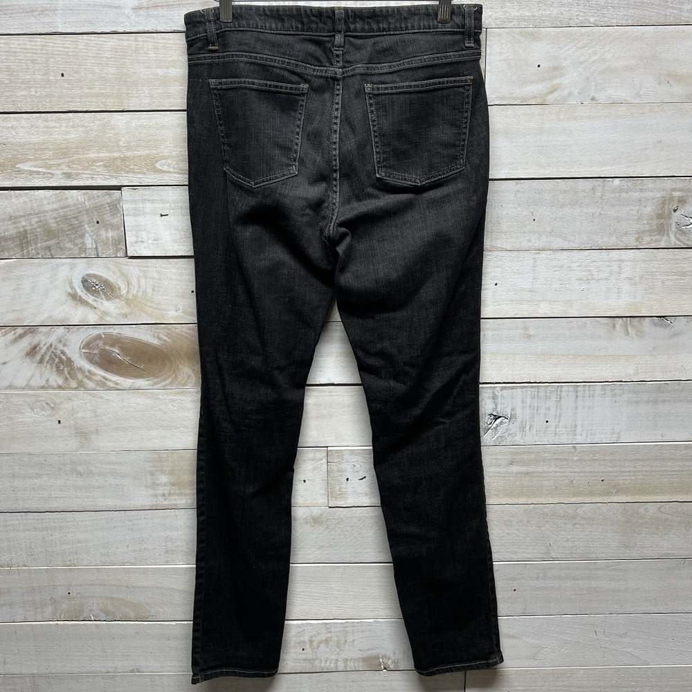 Eileen Fisher Jeans Womens 8 31x29 Black Organic Cotton Denim Slim Straight‎